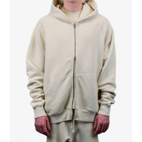 King Apparel primary zip through hoodie in bone white