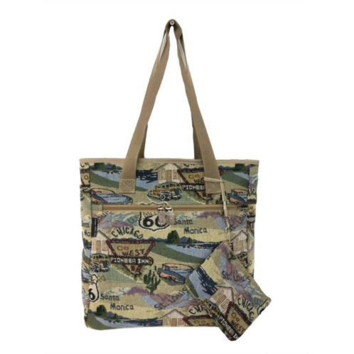 Route 66 womens tapestry tote bag in multi