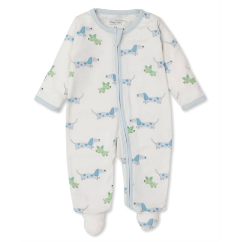 Kissy Kissy kids zip footie in blue puppy fun