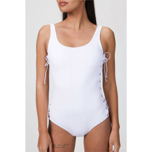 AMIR SLAMA eyelet one piece in white