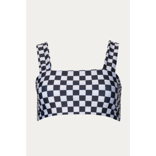 SALT GYPSY luna crop swim top in black/white checked