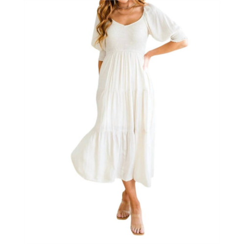 Mittoshop bellisima tiered midi dress in off-white