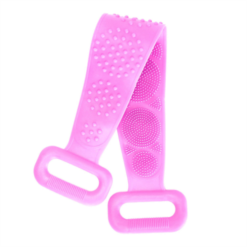 Fresh Fab Finds exfoliating silicone body scrubber belt with massage dots - shower strap brush with adhesive hook