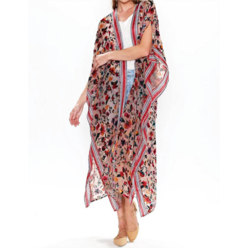 Aratta when i close my eyes kimono in taupe burnout floral