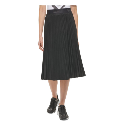 DKNY womens faux suede midi pleated skirt