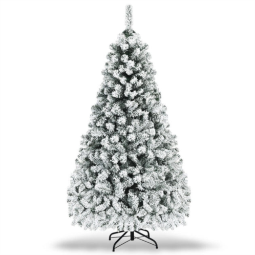 Hivvago pre-lit premium snow flocked hinged artificial christmas tree-7.5 ft