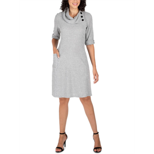 Signature By Robbie Bee womens cowl knee-length sweaterdress