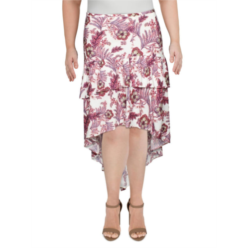 LINI meagan womens floral ruffled midi skirt