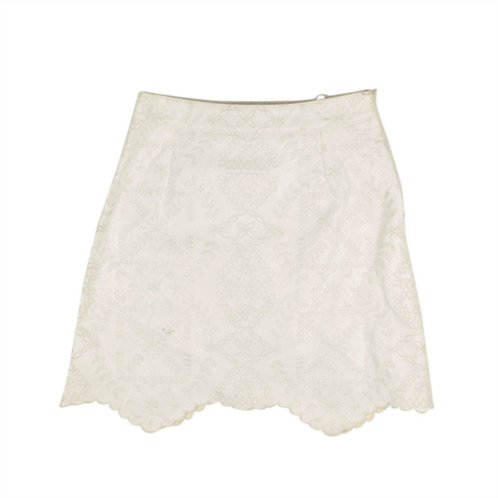 Off-White white embroidered leather skirt