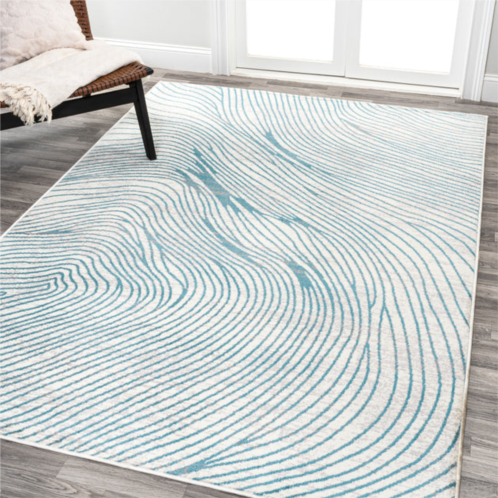 JONATHAN Y arlo woodgrain geometric ivory/blue area rug