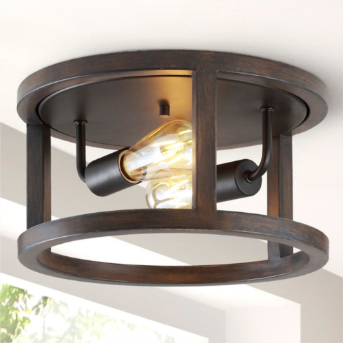 JONATHAN Y atelier 12.75 2-light iron rustic industrial led flush mount