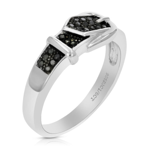 Vir Jewels 1/6 cttw black diamond buckle ring .925 sterling silver with black rhodium