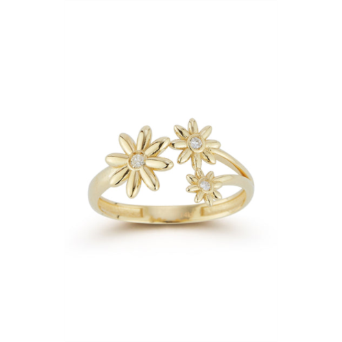 Ember Fine Jewelry 14k gold & diamond triple daisy ring