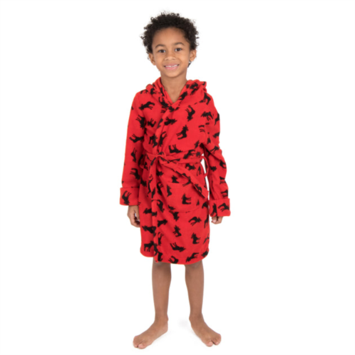 Leveret christmas kids fleece hooded robe moose