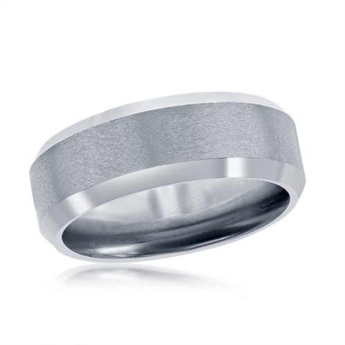 Blackjack brushed and polished silver 8mm tungsten ring