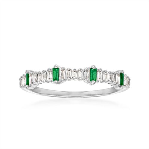 Ross-Simons diamond and . emerald ring in 14kt white gold