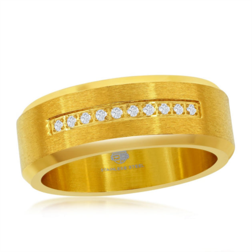 Blackjack stainless steel cz stripe ring - gold plated