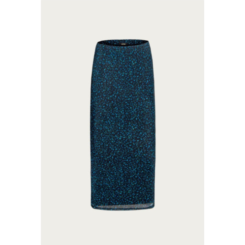 AFRM felix mesh midi skirt in blue daisy ditsy