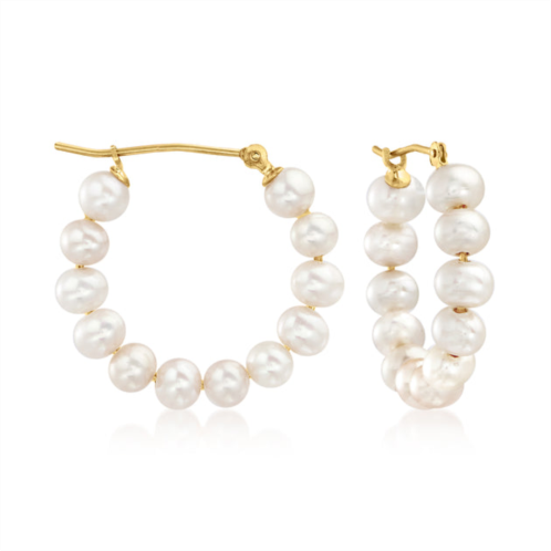 Ross-Simons 4-5mm cultured pearl hoop earrings in 14kt yellow gold