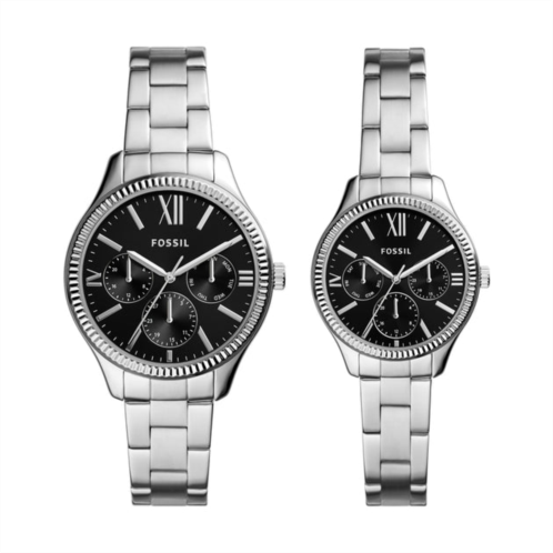 Fossil mens rye multifunction, silver-tone alloy watch set