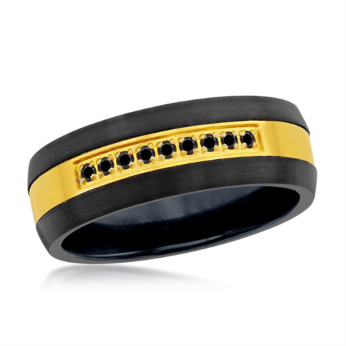 Blackjack black & gold w/ black cz tungsten ring