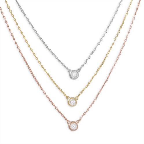 Liv Oliver tri color multi layer cz necklace