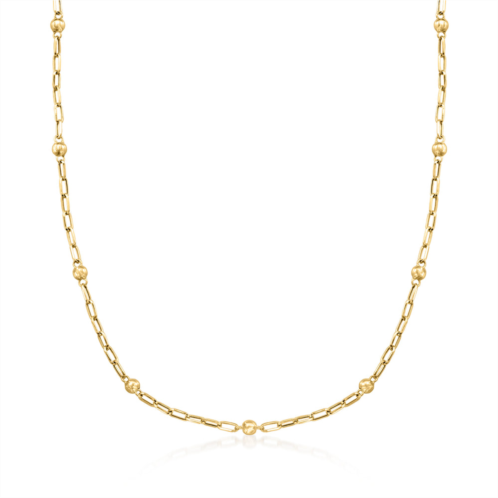 Ross-Simons 18kt yellow gold bead station paper clip link necklace