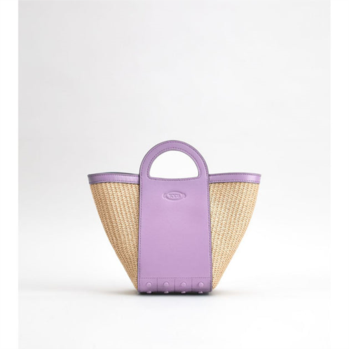 Tod gommini shopping bag mini in leather and matting