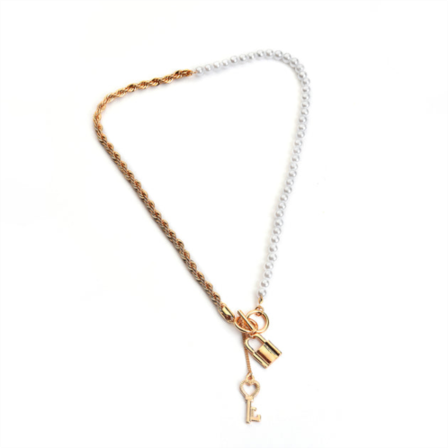 SOHI gold plated key pattern necklace