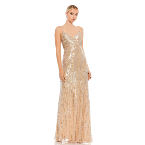 Mac Duggal sequin spaghetti strap gown