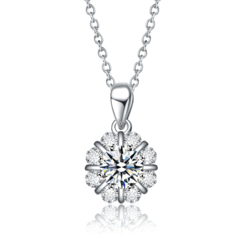 Stella Valentino sterling silver with 1.25ctw lab created flower pinwheel pendant necklace