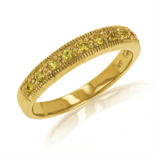 Vir Jewels 1/2 cttw yellow sapphire wedding band yellow gold plated over silver milgrain