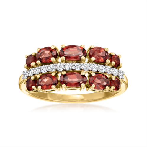 Ross-Simons garnet and . diamond ring in 14kt yellow gold