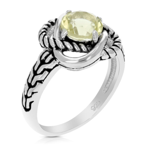 Vir Jewels 3/4 cttw lemon quartz ring .925 sterling silver with rhodium round shape 6 mm