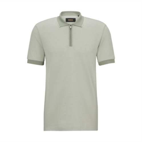 BOSS micro-patterned polo shirt in cotton and silk