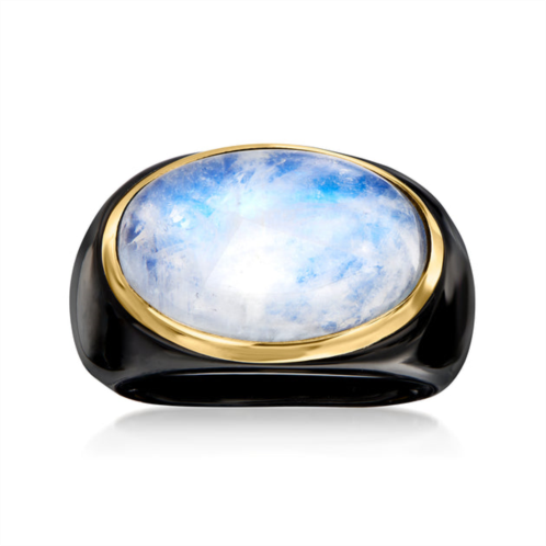 Ross-Simons moonstone and black agate ring with 14kt yellow gold