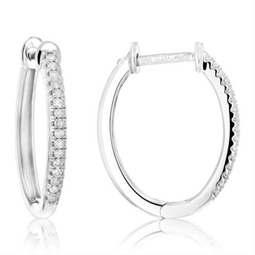 Vir Jewels 1/4 cttw diamond hoop earrings .925 sterling silver 30 stones prong set 3/4 inch