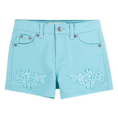 LEVI teal blue embroidered shorts