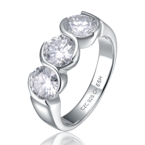 Stella Valentino sterling silver with 1ctw lab created moissanite 3-stone past, present & future engagement anniversary promise ring