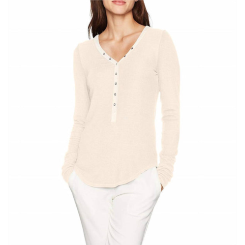 Three dots henley loose long shirt in cream