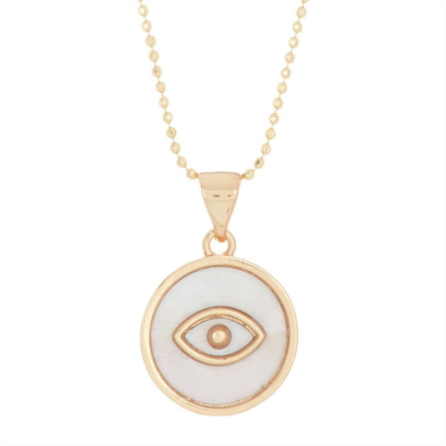 Adornia mother of pearl evil eye pendant necklace gold