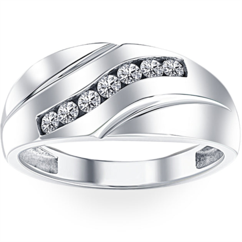 Pompeii3 mens 1/3ct diamond wedding ring 10k white gold anniversary band