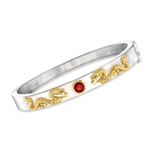 Ross-Simons garnet dragon bangle bracelet in 2-tone sterling silver