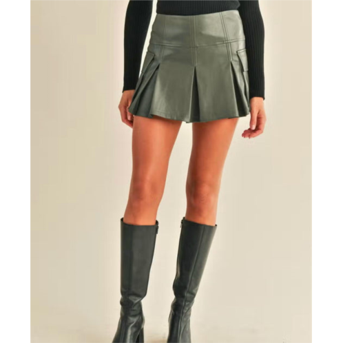 RESET by Jane pleated cargo skort in olive