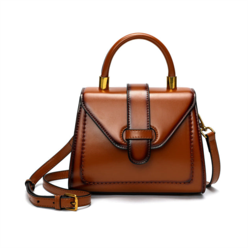 Tiffany & Fred smooth & polished leather top-handle foldover satchel