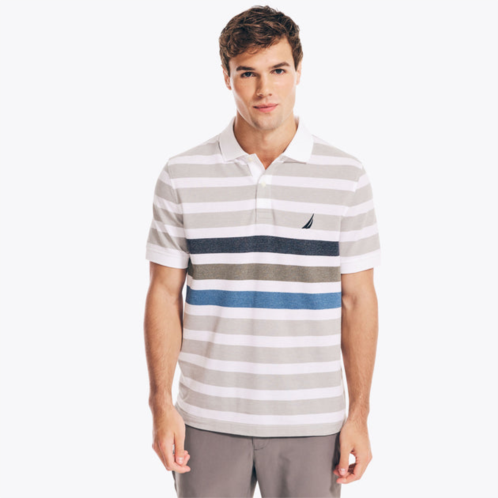 Nautica mens classic fit striped jaspe pique polo