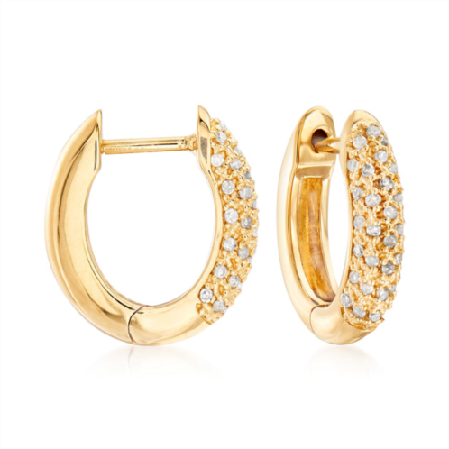 Ross-Simons pave diamond hoop earrings in 18kt gold over sterling