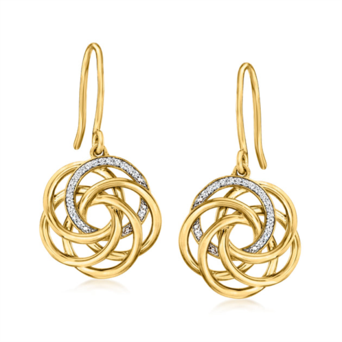 Ross-Simons diamond interlocking-circle drop earrings in 18kt gold over sterling