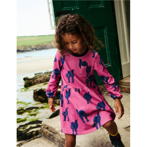 Boden Loopback Sweatshirt Dress - Tickled Pink Cats