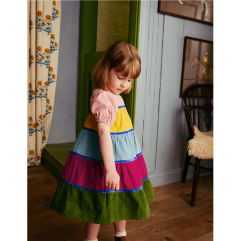 Boden Cord Tiered Twirly Dress - Multi Rainbow